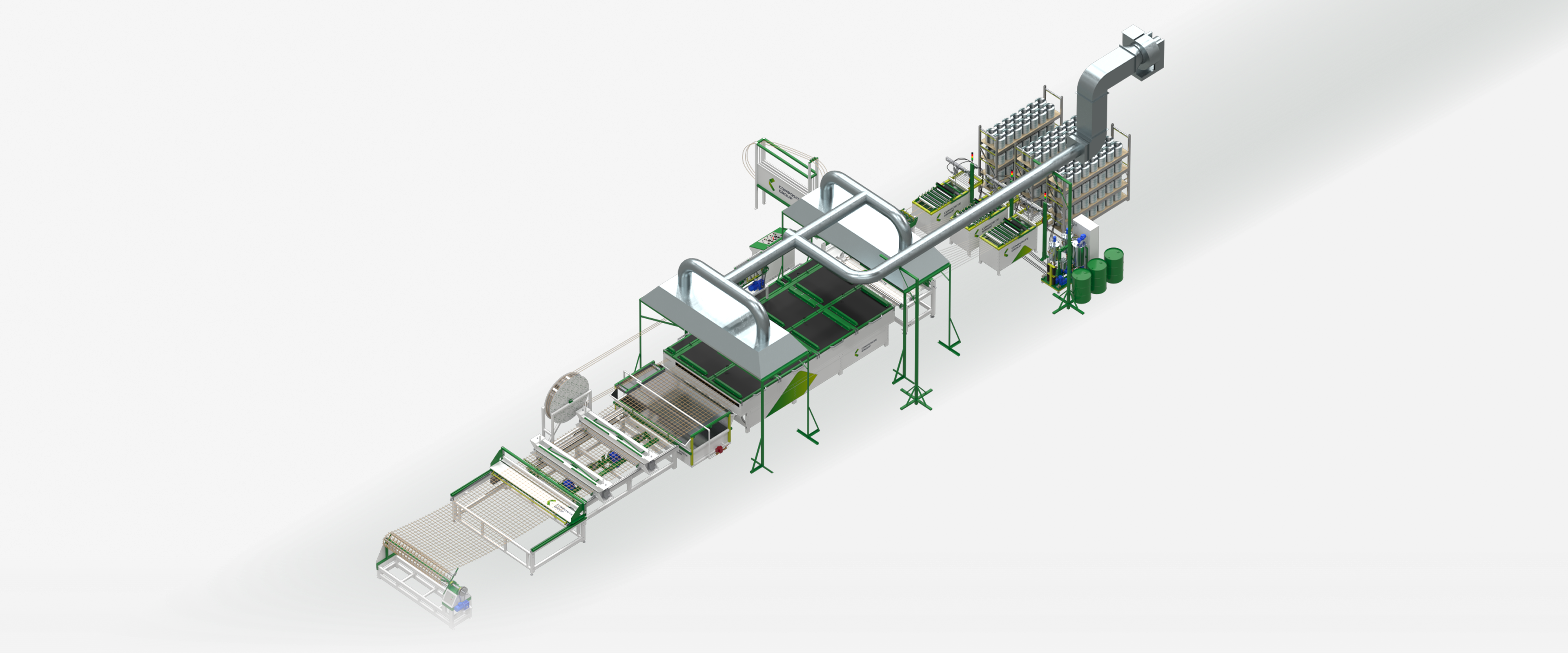 Manufacturing line for the fiber-reinforced polymer rebar grid